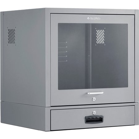 GLOBAL INDUSTRIAL Countertop CRT Computer Cabinet, Dark Gray 607294DG